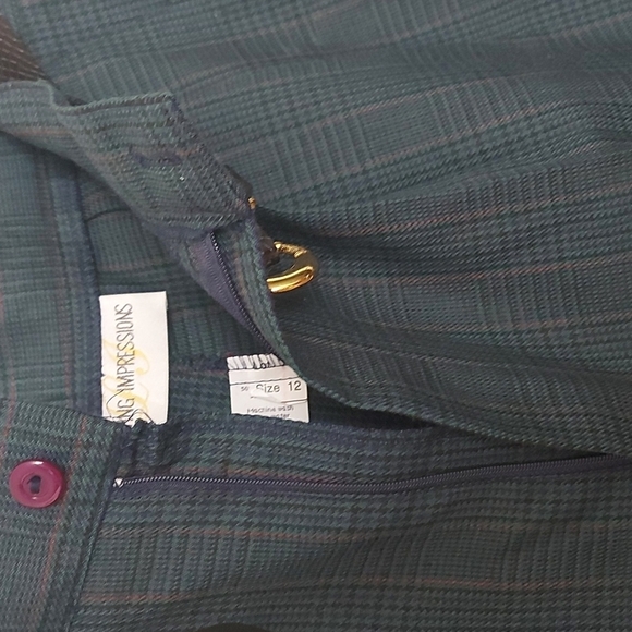 Vintage Lasting Impressions Forest Green Hounds Tooth Plaid Trouser Shorts - Picture 5 of 9